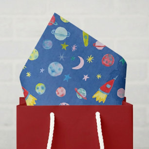 Weltraum-UFO-Raketenplanet-Muster Geschenk Seidenpapier