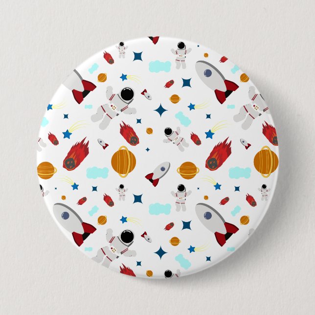 Weltraum- und Astronautenmuster des Kindes Button (Vorderseite)