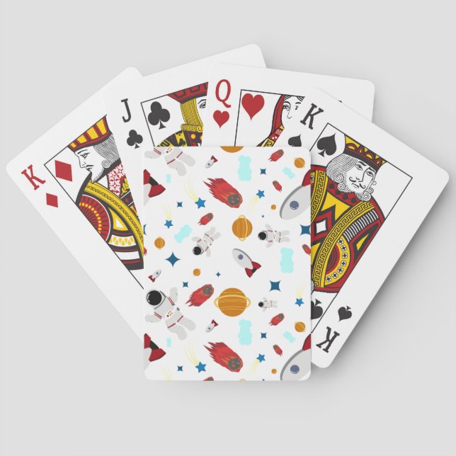 Weltraum- und Astronautenmuster des Kindes Spielkarten (Rückseite)