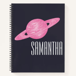 Weltraum und Planet-Saturn-Illustration mit Namen Notizbuch
