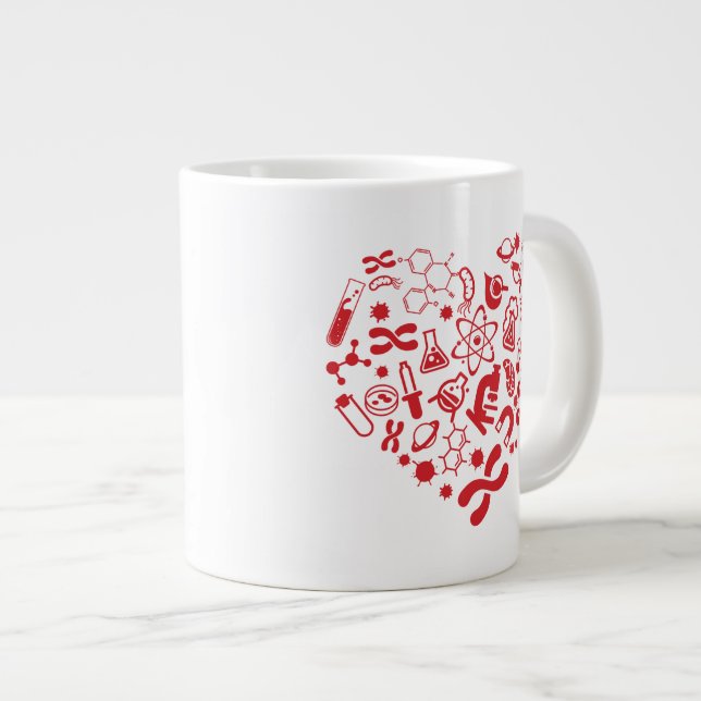 Weltraum und Wissenschaftsherz Jumbo-Tasse (Vorderseite Rechts)