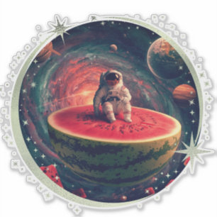 Weltraum Wassermelone Astronaut Aufkleber