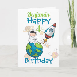 Weltraum zum 4. Geburtstag Karte