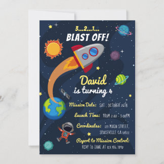 Weltraum zum Geburtstag Einladung. Astronaut Invit Einladung