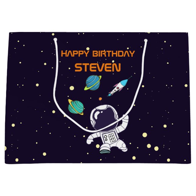 Weltraum zum Geburtstag schweben Große Geschenktüte (Vorderseite)