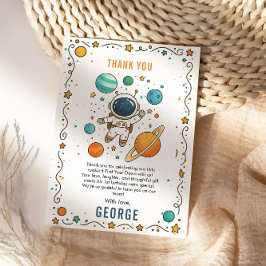 Weltraumabenteuer 1. Geburtstag | Outer Space Dankeskarte