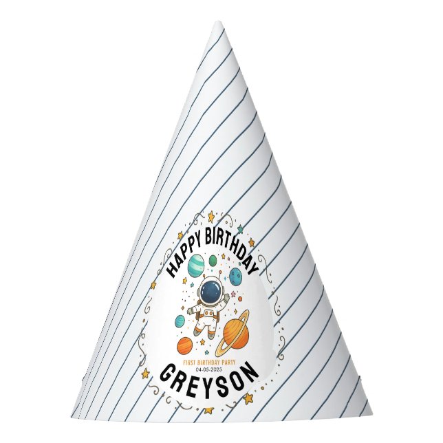 Weltraumabenteuer 1. Geburtstag | Outer Space Partyhütchen (Vorderseite)
