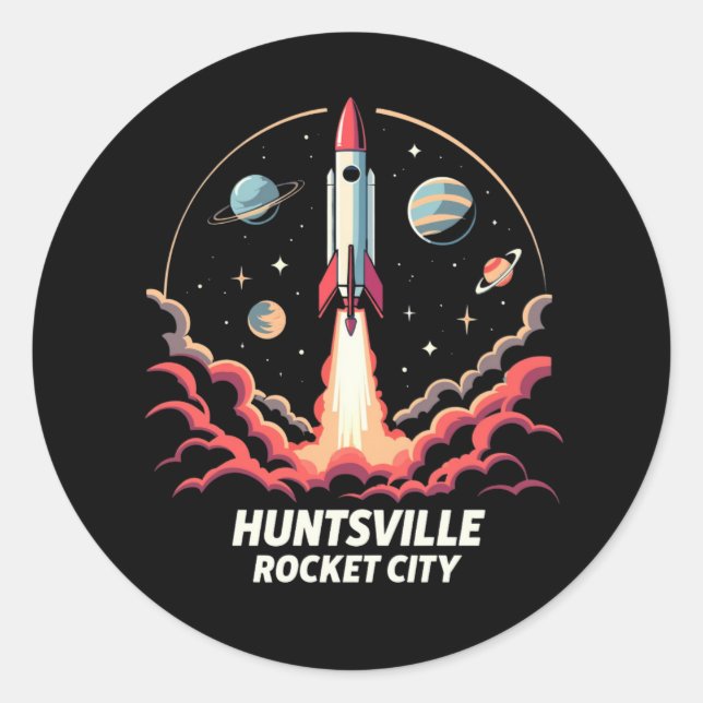 Weltraumabenteuer in Huntsville Runder Aufkleber (Vorderseite)