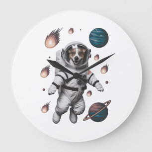 Weltraumabenteuer mit einem Hund-Astronauten Große Wanduhr