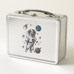 Weltraumabenteuer mit einem Hund-Astronauten Metall Brotdose
