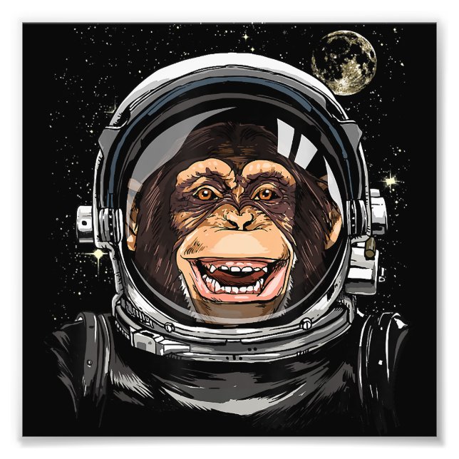 Weltraumaffe Astronaut Wildtierschaum Fotodruck (Vorne)