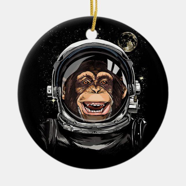 Weltraumaffe Astronaut Wildtierschaum Keramik Ornament (Vorne)