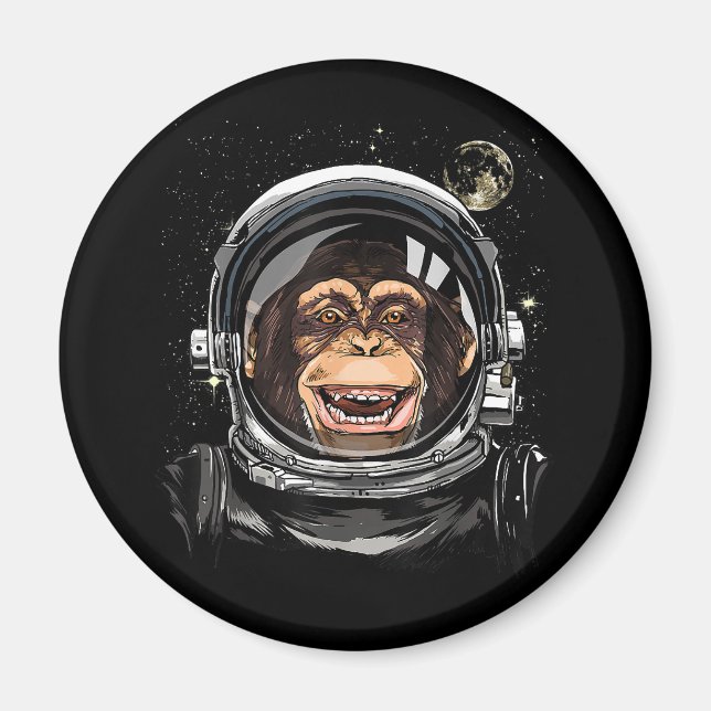 Weltraumaffe Astronaut Wildtierschaum Magnet (Vorne)