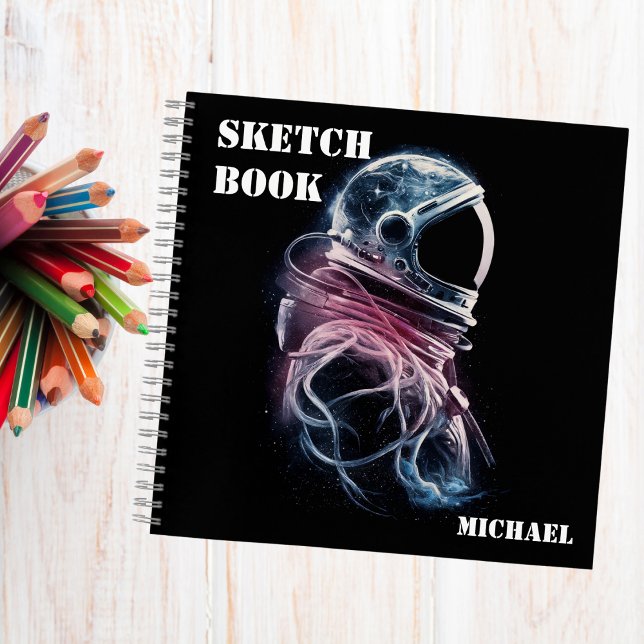 Weltraumastronaut, Astronomie, maßgeschneidertes S Notizbuch (Von Creator hochgeladen)