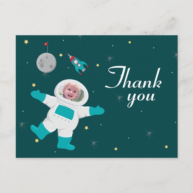 Weltraumastronaut Geburtstagsgeschenk Foto danke P Postkarte (Vorderseite)