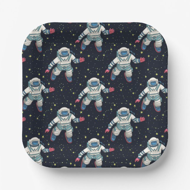 Weltraumastronaut Pappteller (Vorderseite)