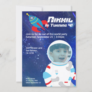 Weltraumbahnhof Spaceman Weltraum Geburtstag Einladung