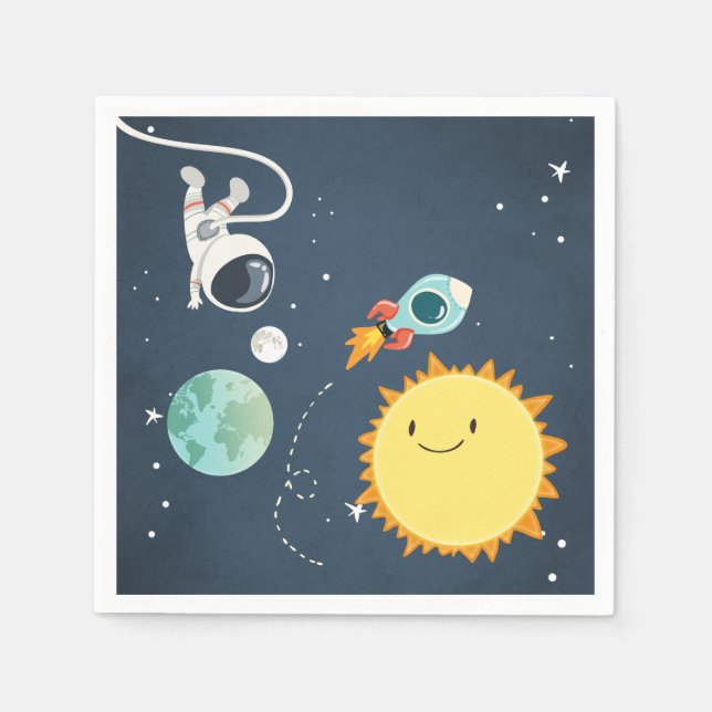 Weltraumbahnschiff Napkins Rocket Astronaut Serviette (Vorderseite)