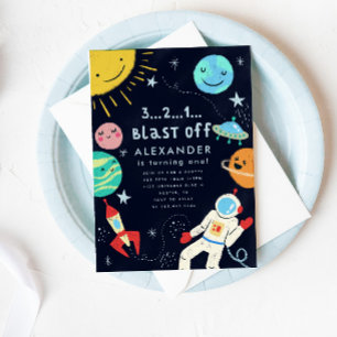 Weltraumblase von der Geburtstagsparty Einladung