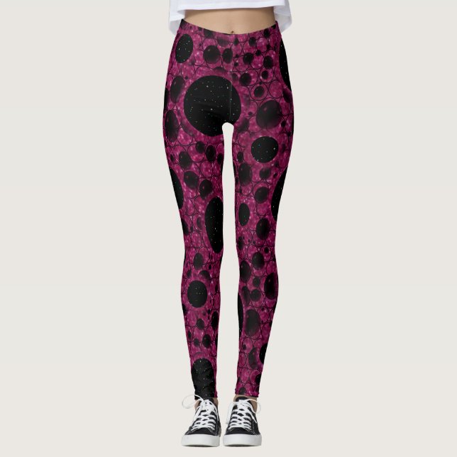 Weltraumblasen - Glitzer Fuschia Leggings (Vorderseite)