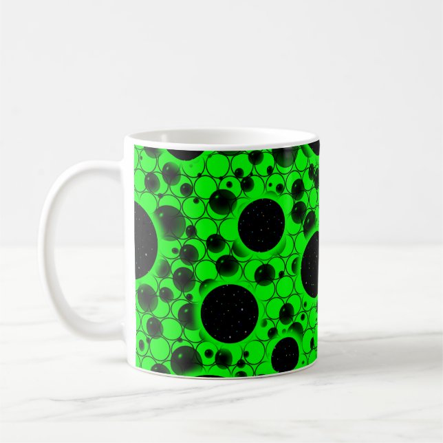 Weltraumblöcke - Grün Kaffeetasse (Links)