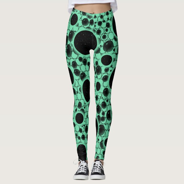 Weltraumblöcke - Minze Leggings (Vorderseite)