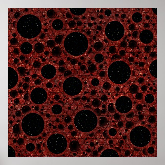 Weltraumblöcke - Roter Glitzer Poster (Vorne)