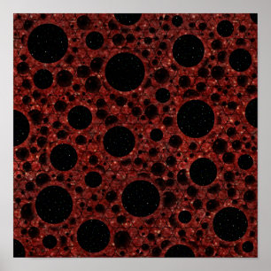 Weltraumblöcke - Roter Glitzer Poster