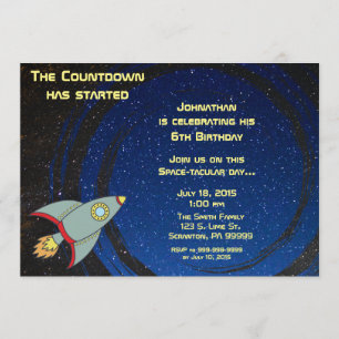 WeltraumCountdown Geburtstagseinladung Einladung