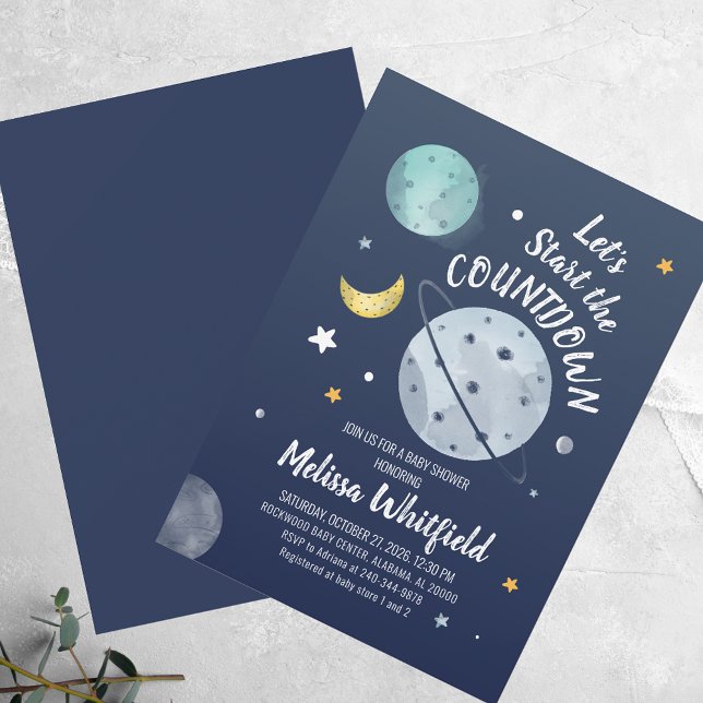 WeltraumCountdown-Kinderdusche Einladung (Outer Space Countdown Baby Shower Invitation)