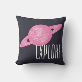 Weltraumdarstellung des Saturn Pink Blue Explore Kissen