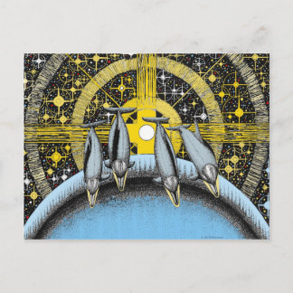 Weltraumdelphine Postkarte