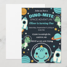Weltraumdinosaurier Geburtstagseinladung
