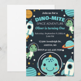 Weltraumdinosaurier Geburtstagseinladung Einladung