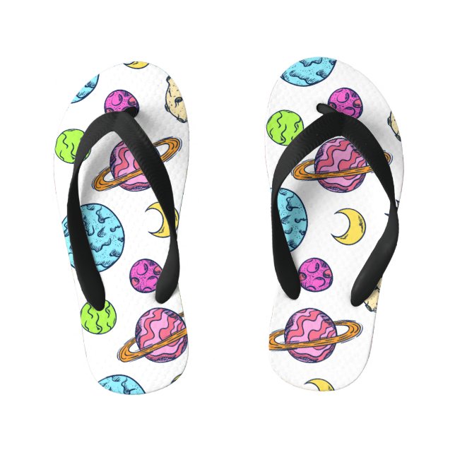 Weltraumdoodles kosmischer Hintergrund Kinderbadesandalen (Fußbett)