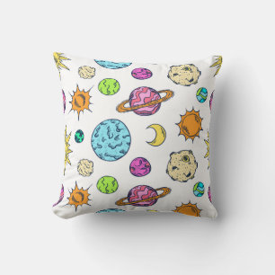Weltraumdoodles kosmischer Hintergrund Kissen