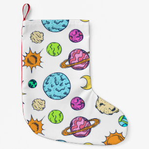 Weltraumdoodles kosmischer Hintergrund Kleiner Weihnachtsstrumpf