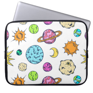 Weltraumdoodles kosmischer Hintergrund Laptopschutzhülle