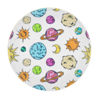 Weltraumdoodles kosmischer Hintergrund Schneidebrett