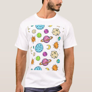 Weltraumdoodles kosmischer Hintergrund T-Shirt