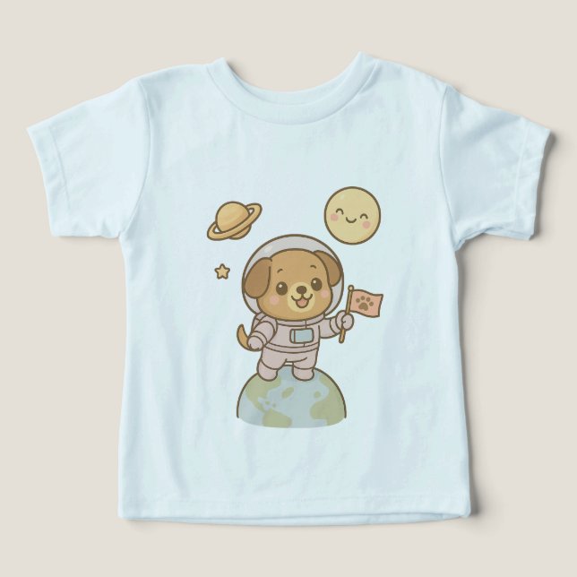 WeltraumExplorer Welpe - Astronautenhund mit Flagg (Design Vorderseite)