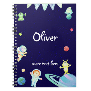 Weltraumfahrer Kinder personalisiertes Notebook Notizblock