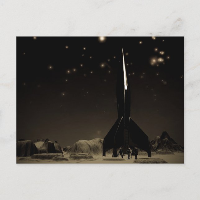 Weltraumfahrer und Raketenschiff-Postkarte Postkarte (Vorderseite)