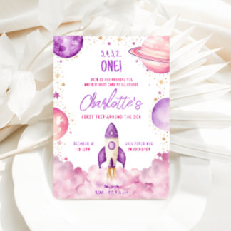 Weltraumfahrt auf der Sun Birthday Party Einladung