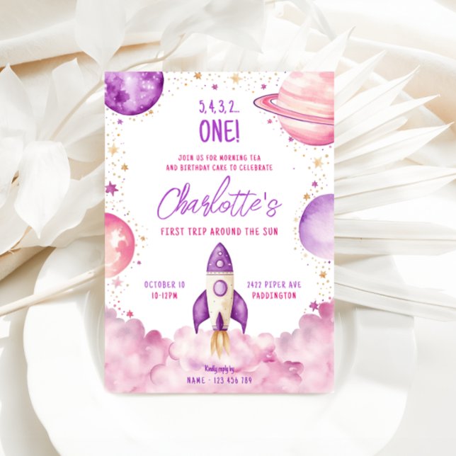 Weltraumfahrt auf der Sun Birthday Party Einladung (Von Creator hochgeladen)