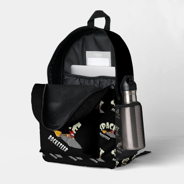 Weltraumfahrt eines Raketenführers Bedruckter Rucksack (Rückseitige Ecke links (Offen) )