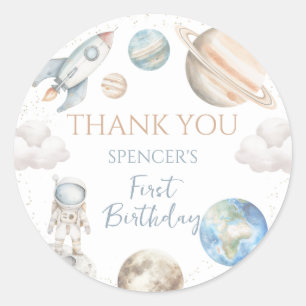 Weltraumfahrt Erster Tag um Sun Boy 1. Geburtstag Runder Aufkleber