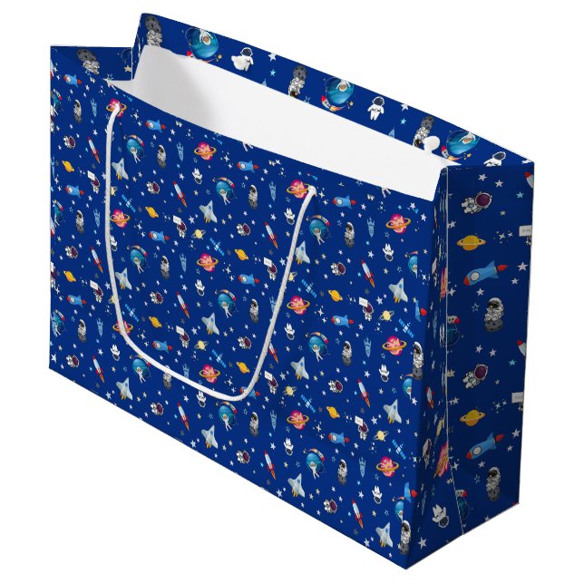 Weltraumfahrt Große Geschenktüte (Vorderseite Schrägansicht)
