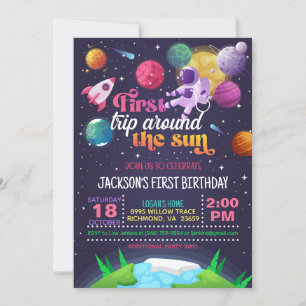 Weltraumfahrt (Mädchen) Einladung