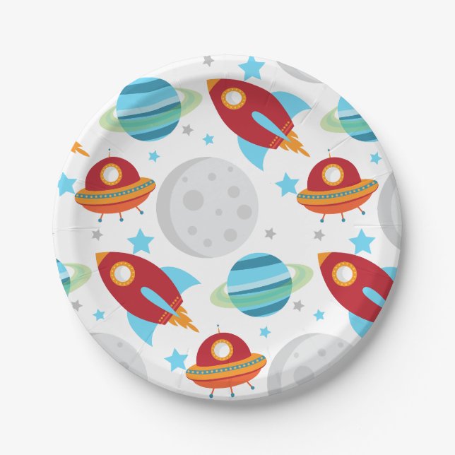 Weltraumfahrt um das Sonnenmuster Pappteller (Vorderseite)